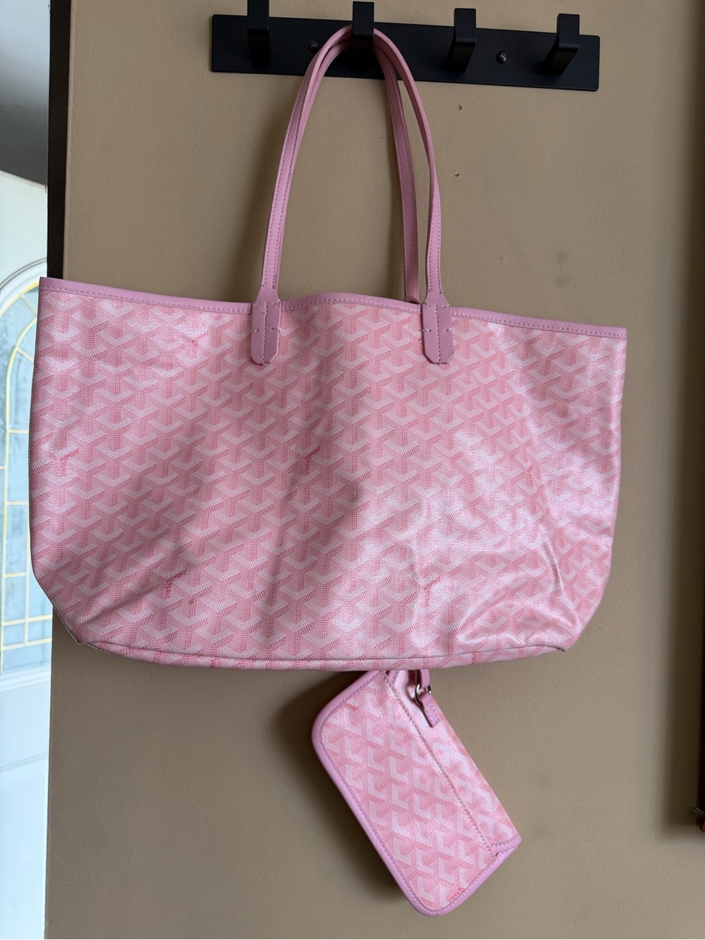 Pink Chevron Tote with Pouch - Picture 10 of 12